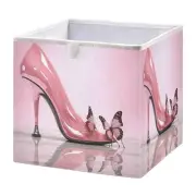 Pink High Heels Foldable Collapsible Storage Box Bins,11x11x11 Inch Cubes Bas...