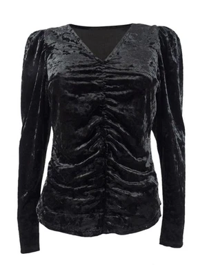 Vince Camuto Women's Ruched Velour Top in Rich (XS, Black)