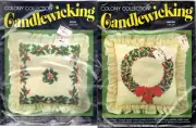 2pc Greever & Walsh Colony Collection Candlewicking 1780-CP Holly 1781-CP Wreath