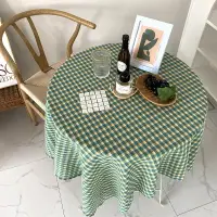 在飛比找樂天市場購物網優惠-新款 綠色格子桌布簡約無印風學生臥室餐桌書桌背景布沙發巾