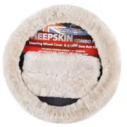 My Car Sheepskin Steering Wheel Cover & Seat Belt Pads Combo Luxury Mocha Steering Wheel Covers
