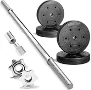 Yes4All Detachable 50 LB Barbell Weight Set, Straight Weight Bar with Diamond Knurled Handles, Weights Set for Home Gym Strength Training, Bench Press, Bicep Curls