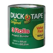 Duck Duct Tape, 1.88" x 55 Yd., Silver, 3-Pack NEW