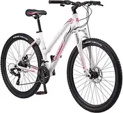 Mongoose Switchback Trail Adult Mountain Bike, 21 Speeds, 27.5-Inch Wheels, Womens Aluminum Medium Frame, White