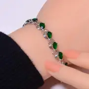 Tsavorite 925 Sterling Silver Tennis Bracelet 6.99" B_9730_686_11 Valentine Gift