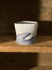 Handmade Ocean Fired Studio Sponge/Toothbrush Holder Pottery Cup. Wave Design.