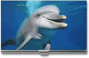 [LKHDS] Slim Aluminum Alloy Business Card Holder Happy Dolphin Pocket Business Card Case Portable Business Card Wallet Business Card Holders Handheld Card Box for Women Men, style, One size, Style, One