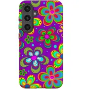 For Samsung Galaxy S24 Tough Protective Cover, Purple Floral Design