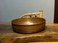 在飛比找樂天市場購物網優惠-日本中古回流純銅制手工鍛打編織紋銅建水 杯洗水盂茶海