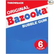 Bazooka Bubble Gum Individually Wrapped 6 Piece Mini-Wallet Packs Pack of 12