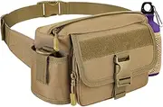Metal Detecting Waist Bag with Kettle Sleeve Elastic Net，Portable Find Bag, Waterproof Metal Detector Tool Bag, for Outdoor Metal Detector Accessory (Tan)