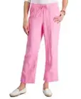 Charter Club Petite 100% Linen Drawstring Pants, Bubble Bath Sz-PM