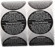 2Rolls Candle Safety Labels of Wax Melt Warning Decals for DIY Candle Making Easy to Read Stickers for Candle Jars Instructions Attention Grabbing Design Labels