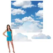 Fun Express Cloud & Sky Backdrop & Stand-Up Decorating Kit, 6 ft - 5 Piece