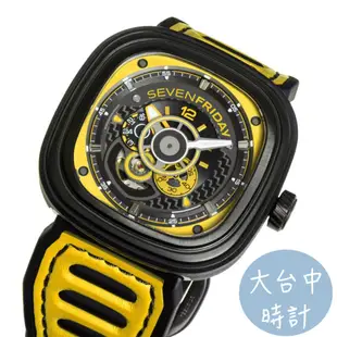 SEVENFRIDAY P3B賽車車隊系列 限量機械錶-黑x黃 48mm/P3B-03