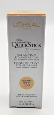 NEW L'Oréal Ideal Balance QuickStick Balancing SPF 14 Foundation- 330 NUDE BEIGE