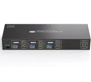 HDMI Displayport KVM Switch 2 Monitors 3 Computers 4K60Hz 4 USB 3.0 Port Remote