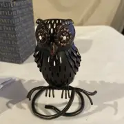 PARTYLITE CUTE RUSTIC OWL TEALIGHT HOLDER HOME OFFICE GIFT HOME DECOR NEW IN BOX