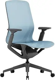[Laura Davidson Furniture] Waverly Mesh Office Chair - Mid Back Mesh Chair, Adjustable Height & Arm Rest, Swivel, Seat Tilt - Blue Mesh/Dark Grey Frame