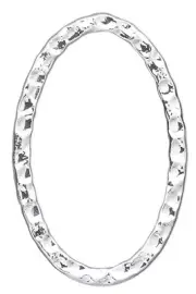 Focal, 8 Silver Plated Steel Double Sided Hammered 30x20mm Oval Connector Links