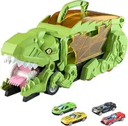 Dino Devourer Car: Transforming Plastic Vehicle with Launching Slide and Storage Track