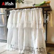 Hollow Embroidery Short Kitchen Curtains Tulle Half Door Window Decor Curtains
