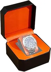 [Generic] Watch Box - Watch Case | Single Watchs Display Case | PU Leather Display Box Jewelry Storage Holder Portable Wristwatch Organizer For Father Husband Loved Home, & Travel Portable