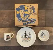 Vintage HOPALONG CASSIDY Chuck Wagon Set w/ Box 3pcs WS GEORGE Plate Bowl Cup