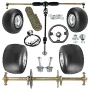 810mm Go Kart Rear Axle Kit 5" Wheels Front Steering Assembly Racing Drift Trike