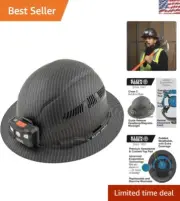 Advanced Comfort Klein Hard Hat with Rechargeable Headlamp & Sweat-Wicking Band
