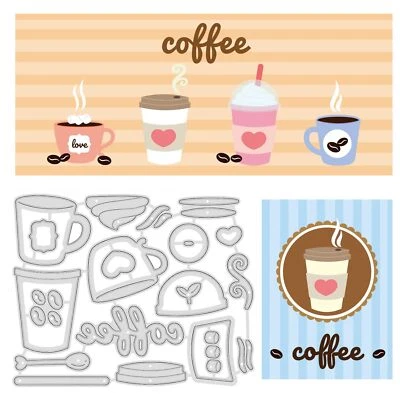 16pcs Coffee Cup Cutting Dies Carbon Steel Die Cuts Embossing Stencils Tool f...