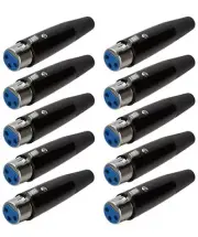10x XLR 3P Female Jack 3 Pin Microphone Connector Mic Audio Cable Plug Adapter