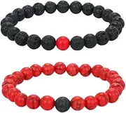 [Generic] Mens Beaded Bracelets Matte Lava Rock Volcanic Stone Beads for Women Stretch Bracelet Fashion Jewelry