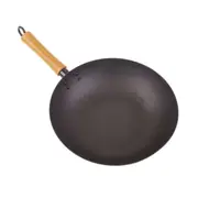 Stir Fry Pan Non-Stick Excalibur With Wooden Handle Chinese Wok Flat Bottom 30cm