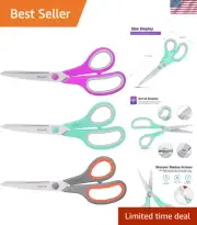 8" All-Purpose Scissors, 3-Pack Bulk, Ultra Sharp, Comfort-Grip RightLeft Handed