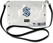 Littlearth womens NHL Seattle Kraken Clear Envelope Purse with Black Fashion Strap, Clear, 10" x 6.5" x 0.5"