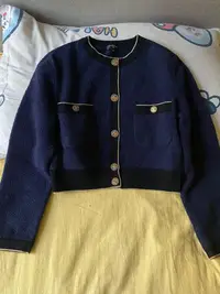 在飛比找Yahoo!奇摩拍賣優惠-chanel 郵輪系列開衫外套，毛巾棉材質，藏青色，爆款，3