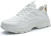 [BIAJIAZHUA] Men's Industrial and Construction Shoes,Comfortable Breathable,Indestructible Steel Toe Shoes,Steel Toe Boots Anti-Puncture Anti-Smash Anti-Colision,Safety Shoes with Rubber Sole(White,7)