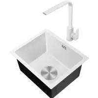 在飛比找樂天市場購物網優惠-廚房水槽 水槽一體櫃 不鏽鋼水槽 廚房水槽白色洗菜盆304不