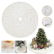 90/122cm Christmas Plush Tree Skirt Snowflakes Xmas Floor Fur Mat Cover Decor - Gold