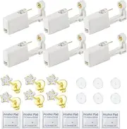 [Orglace] Ear Piercing Kit,Disposable Ear Piercing Gun with 5mm Cubic Zirconia Star Ear Stud,Clear Piercing Disc for Piercing Bump,At Home Self Ear Piercer Kit