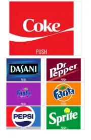 (5) DIXIE NARCO DNCB 240 138 VENDING MACHINE "Coke" Big Button 12 oz CAN LABEL