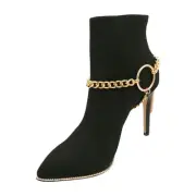 Women Gold Color Chain Boot Bracelet Shoe Circle Under Charm Back Tassel Fringes