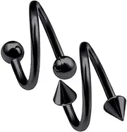 [WISTOM] 2 Pieces Studs Bar Twisted Earring Lip Tragus Cartilage Spiral Barbell Eyebrow Titanium Helix Hoop