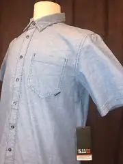 5.11 Tactical Ares Short Sleeve Shirt Blue Snap Button Cotton Conceal Carry XS