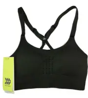 All In Motion Pull Over Bra Army Green Racerback Removable Pads Wicking Size XS