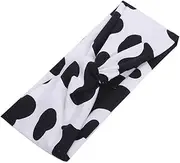[BBTDIN] Cow Stria Headband Turban Women Girls Cow Stria Wide Bandana Man Cow Print Headwrap BW40 (E)