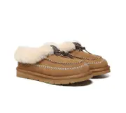AUSTRALIAN SHEPHERD® UGG Slippers Sheepskin Wool Ankle Draco Moccasins - Chestnut / AU Ladies 10 / AU Men 8 / EU 41