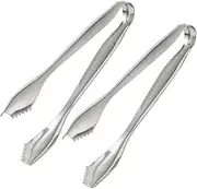 KICHOUSE 2pcs Stainless Steel Ice Tongs Food Serving Tool for Sugar Cubes Ice Cubes and More for Parties Cafes and Home Use and Easy to Handle