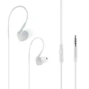Reiko Universal Sport Stereo Earphones W. Tangle Free Noodle Cable & Mic in Whit